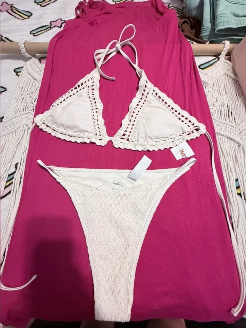 Shade & Shore white crochet bikini set